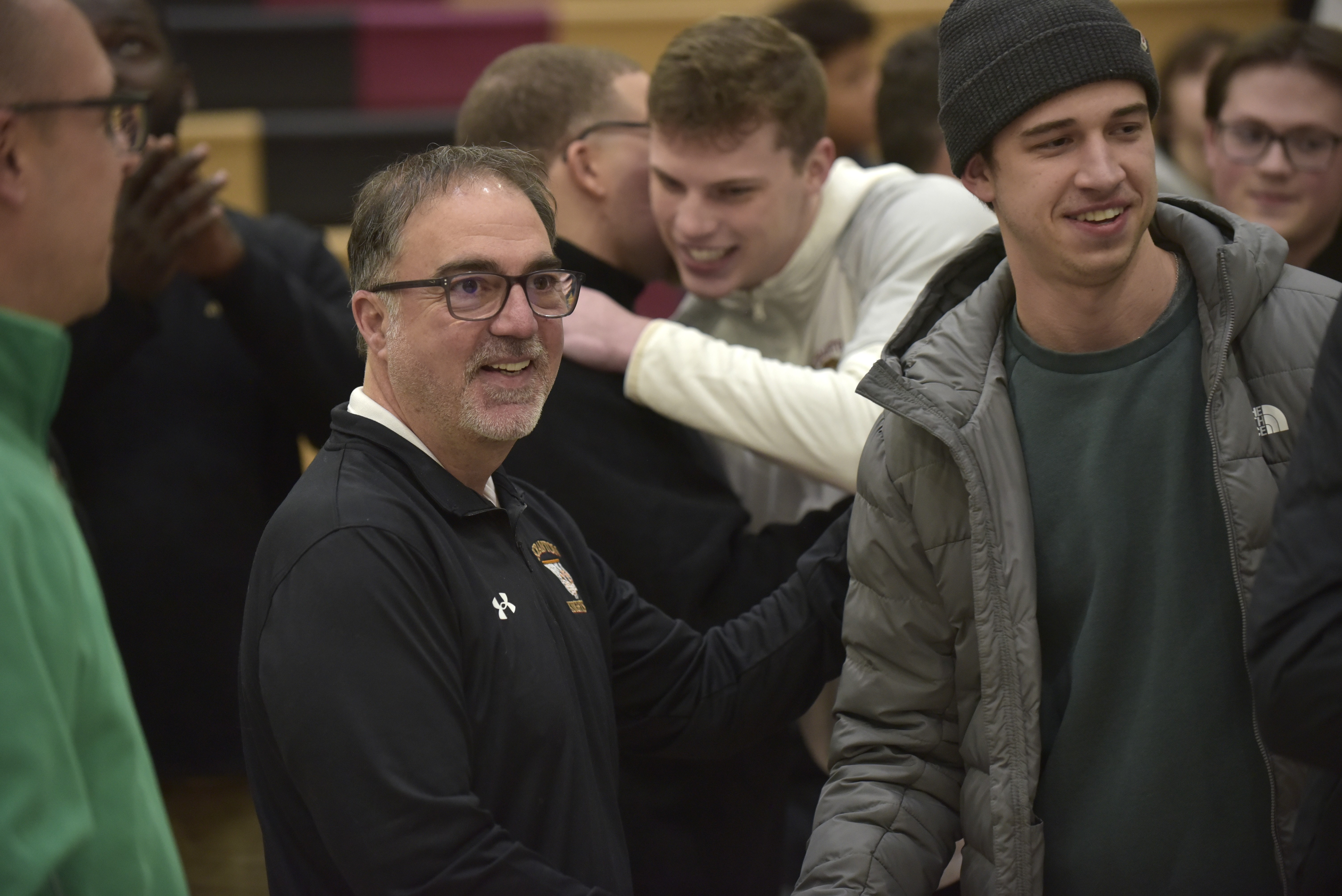 Scranton High School boys basketball coach Tony Battaglia was honored...