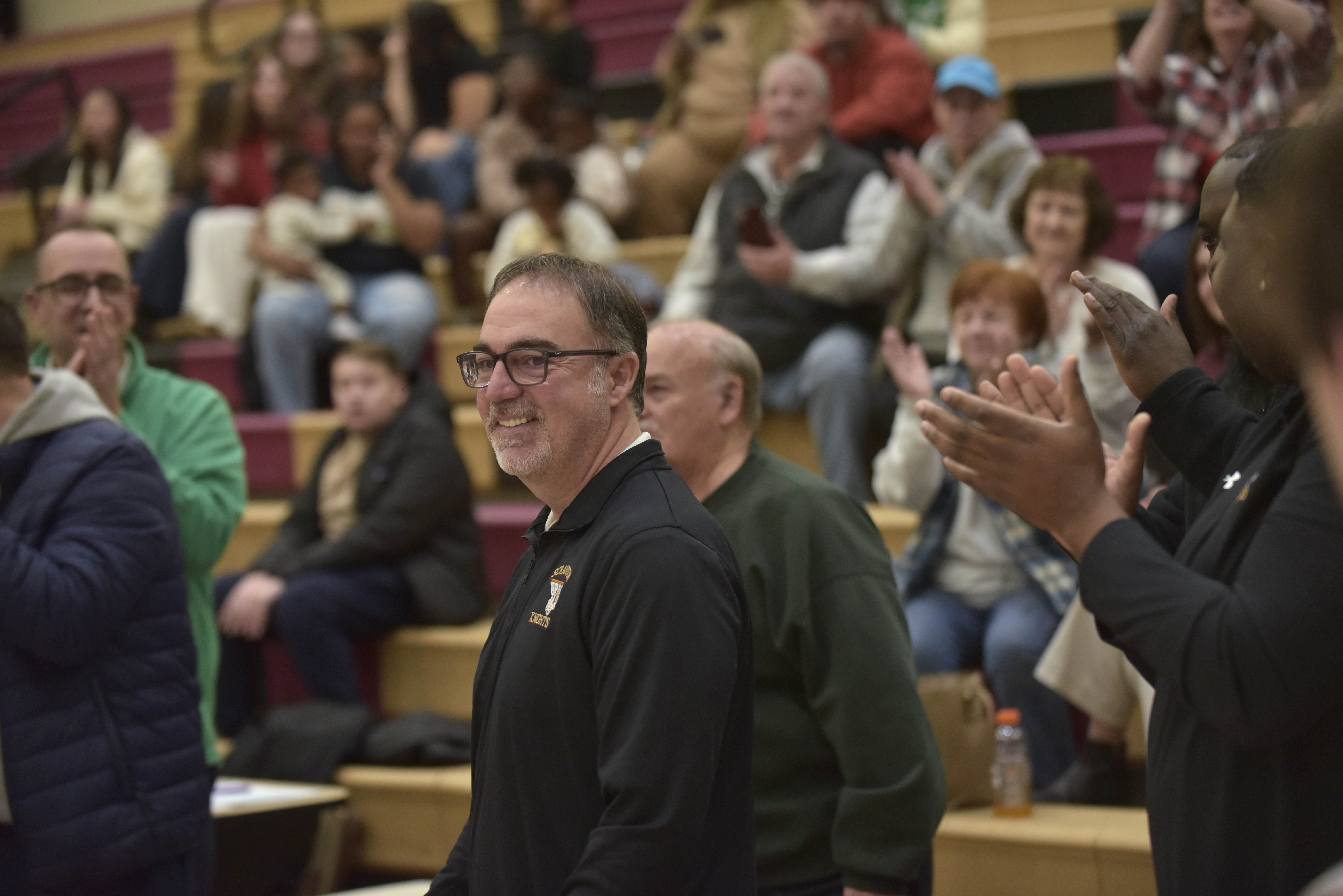 Scranton High School boys basketball coach Tony Battaglia was honored...