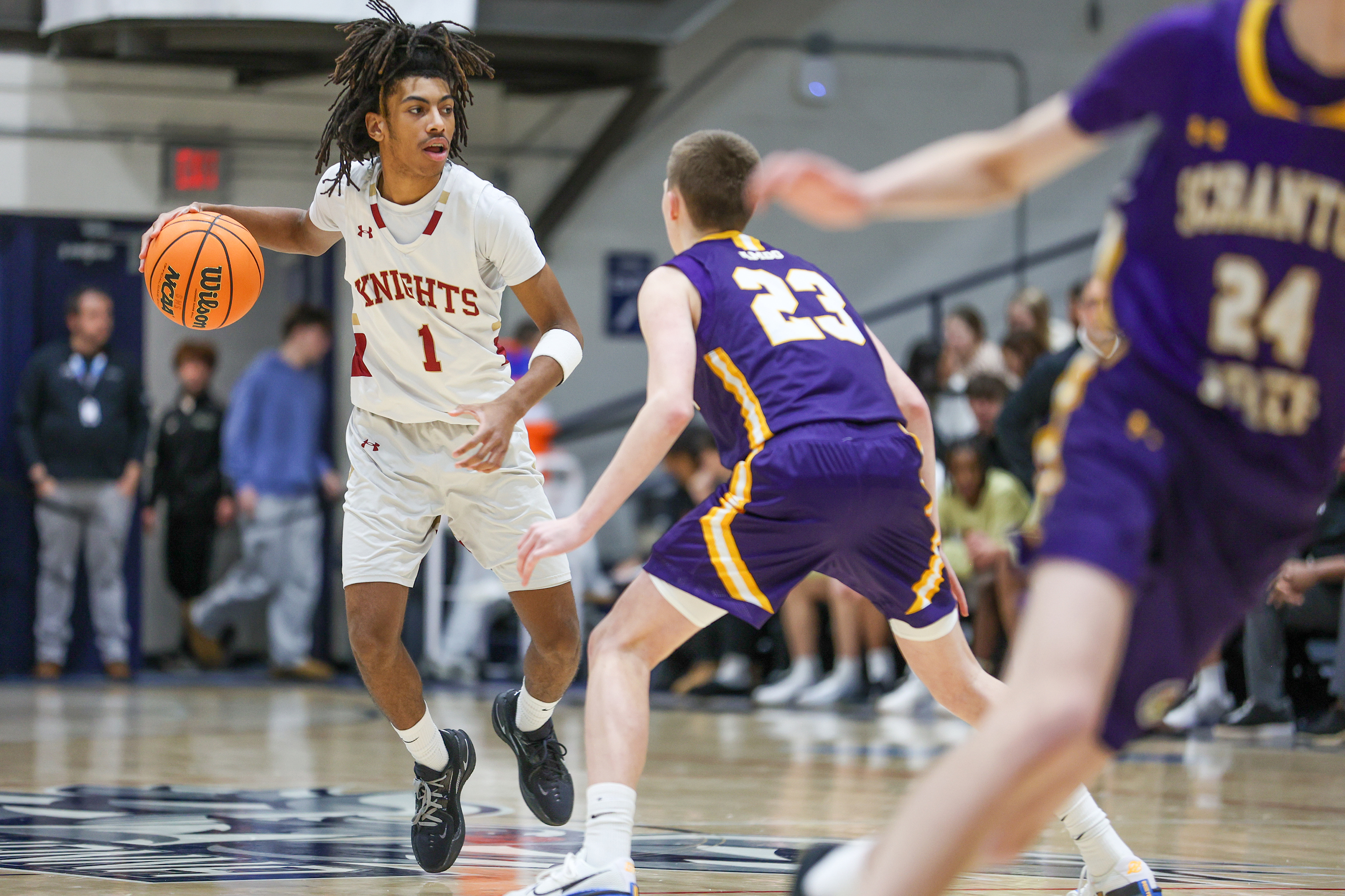 Scranton’s Michael Chalk (1) looks for an open lane during...
