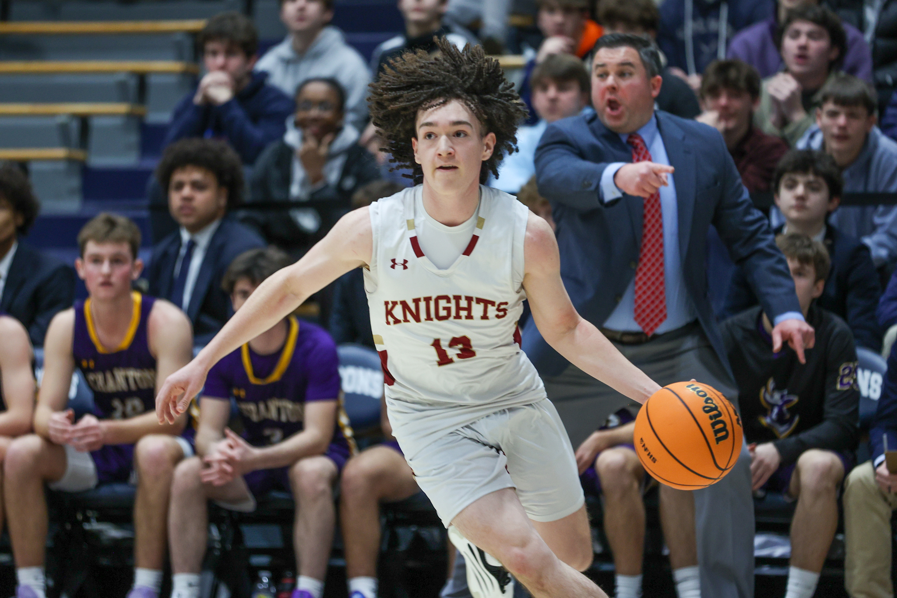 Scranton’s Alex Ludovici (13) drives toward the basket during the...