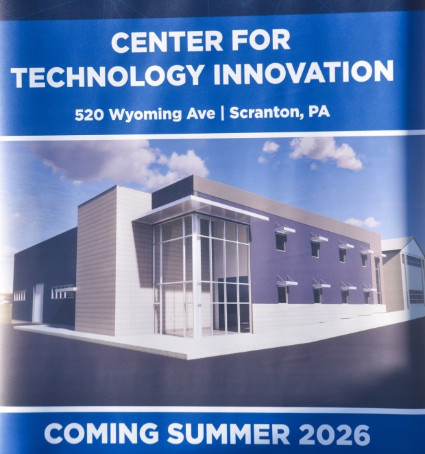 A rendering of the Center for Technology Innovation on Lackawanna College campus in Scranton Thursday, December 18, 2205. (SEAN MCKEAG / STAFF PHOTOGRAPHER)