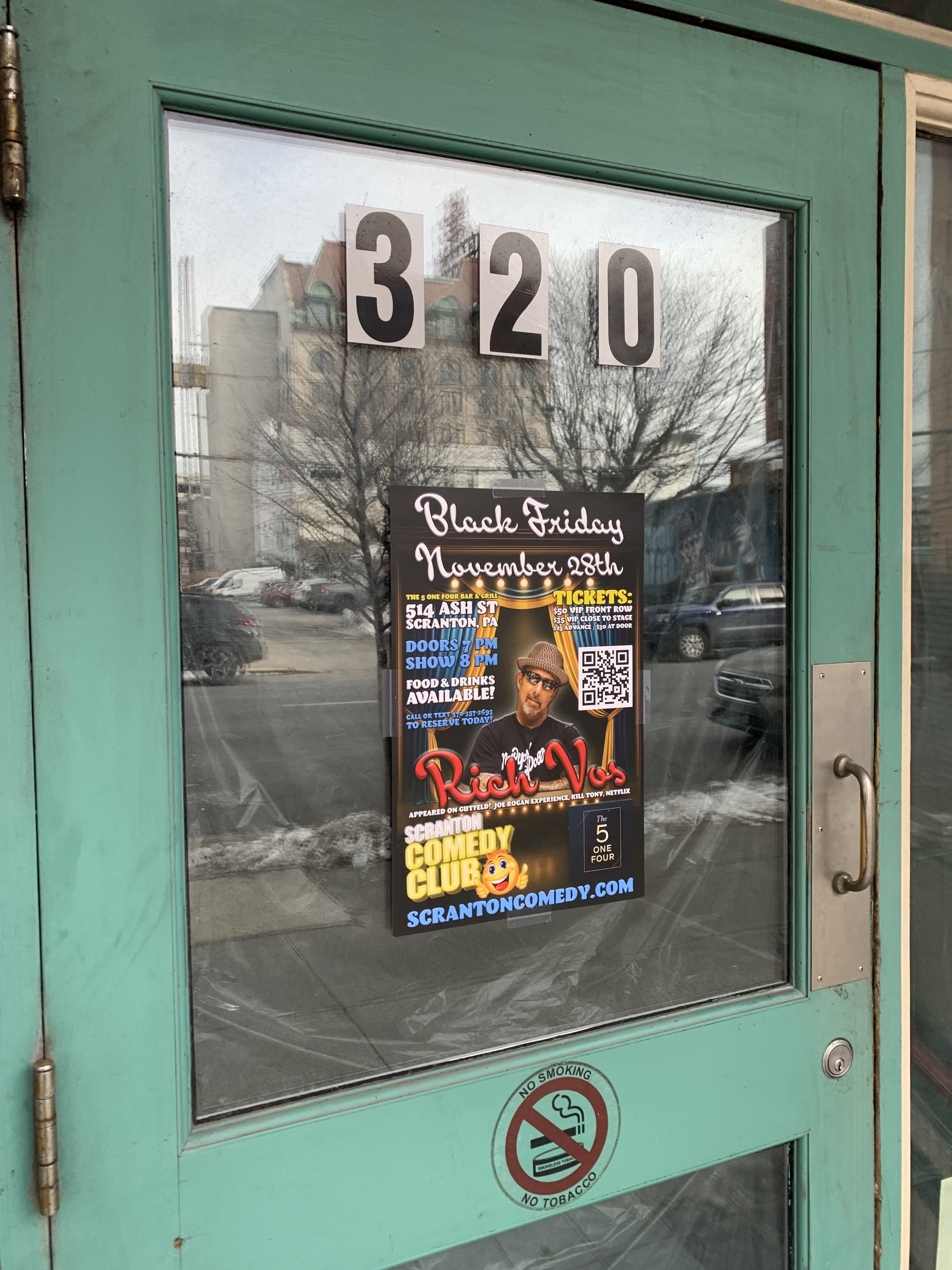 A poster on the front door of the future home...