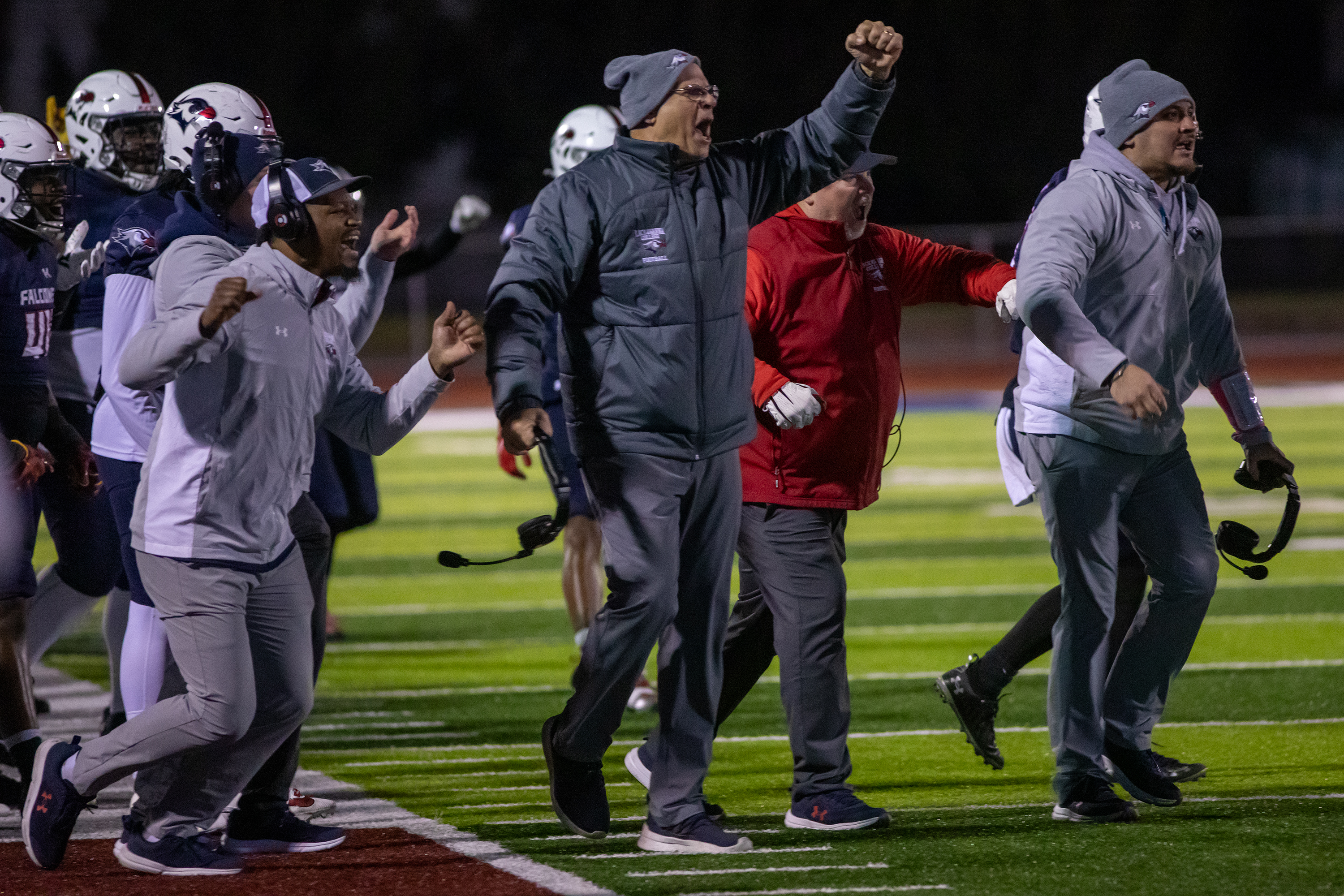 Lackawanna College’s head coach Mark Duda during the football game...