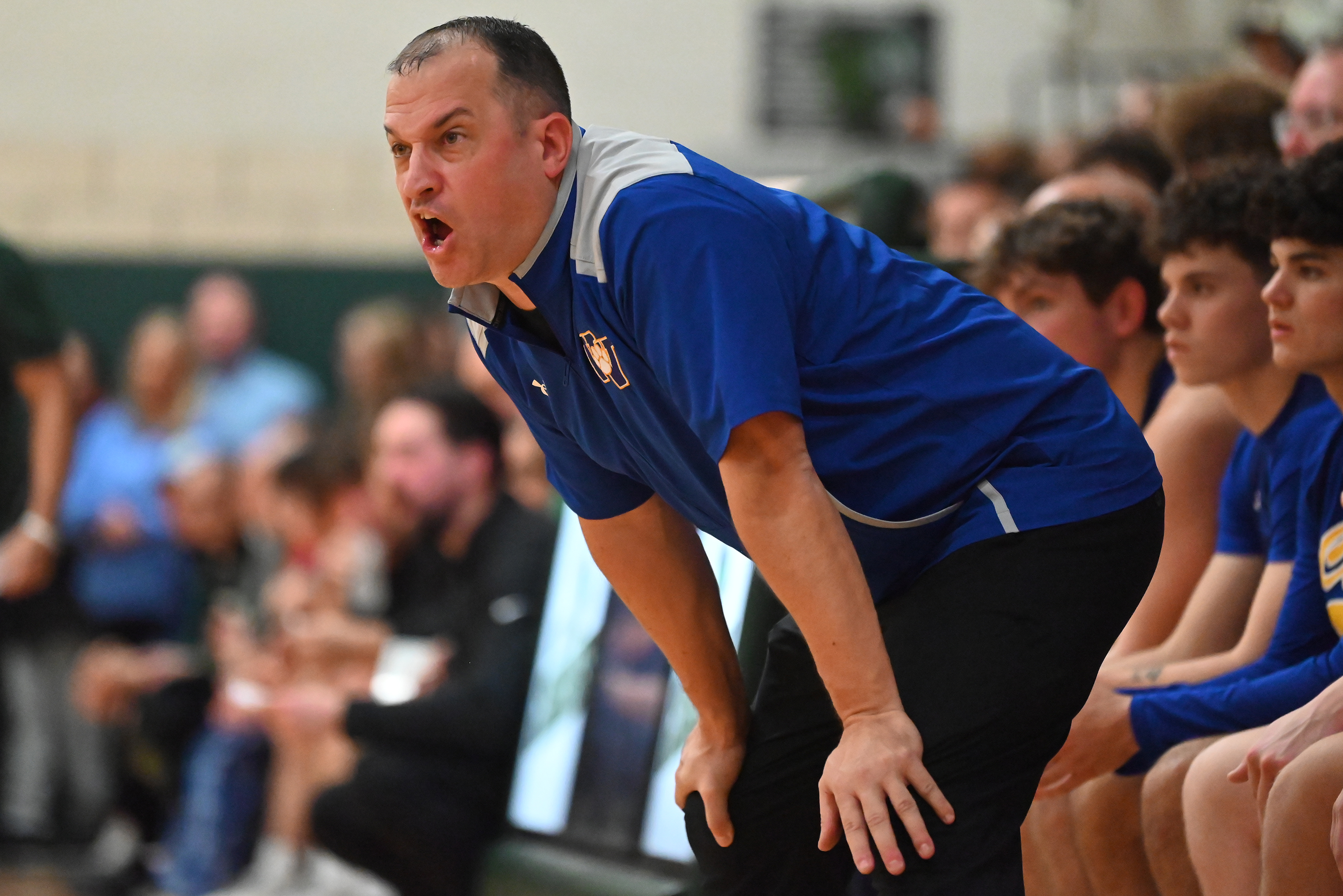 Valley View’s head coach Mike Kurpis calls out to players...