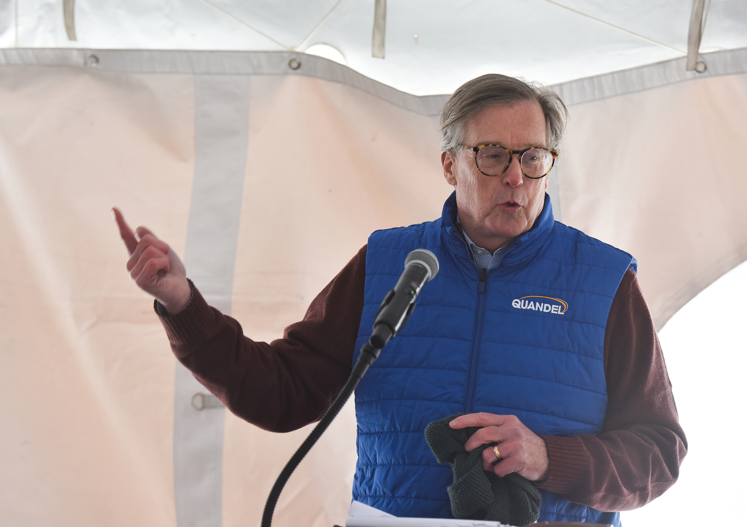 Former Scranton Mayor Chris Doherty speaks during a groundbreaking ceremony...