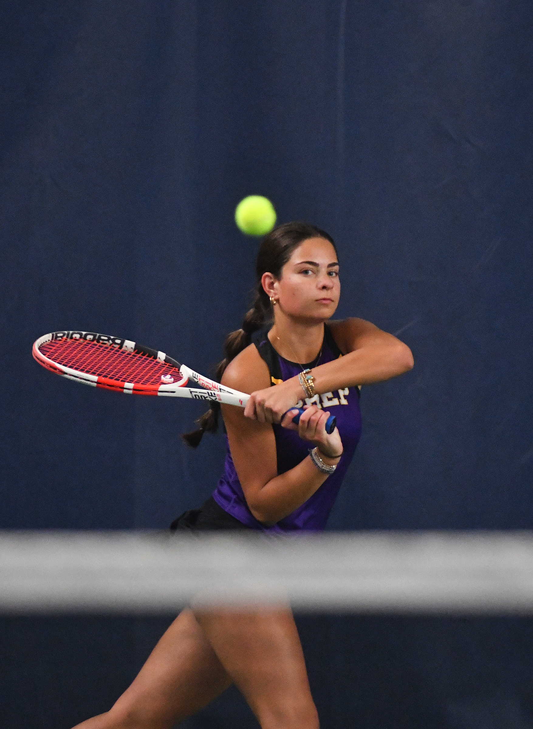 Scranton Prep’s Emma Cuck returns the ball to Montrose’ Cara...