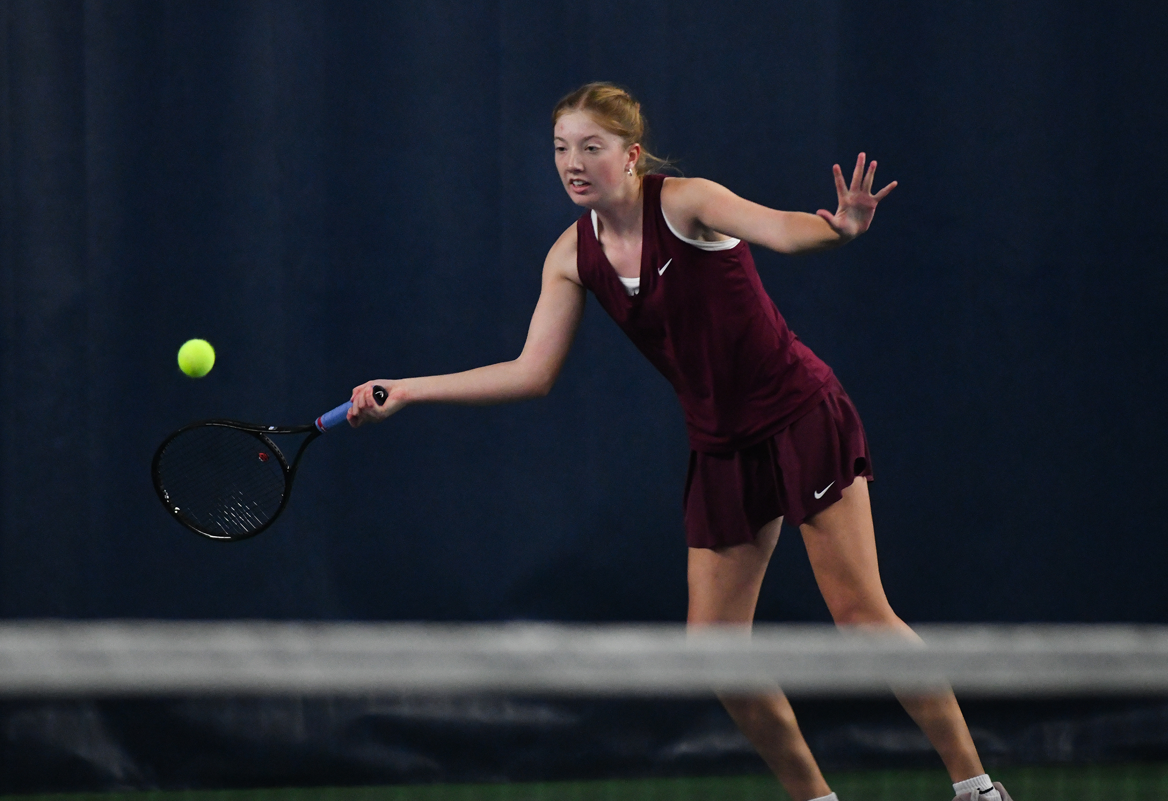 Montrose’ Cara Evans returns the ball to Scranton Prep’s Lily...