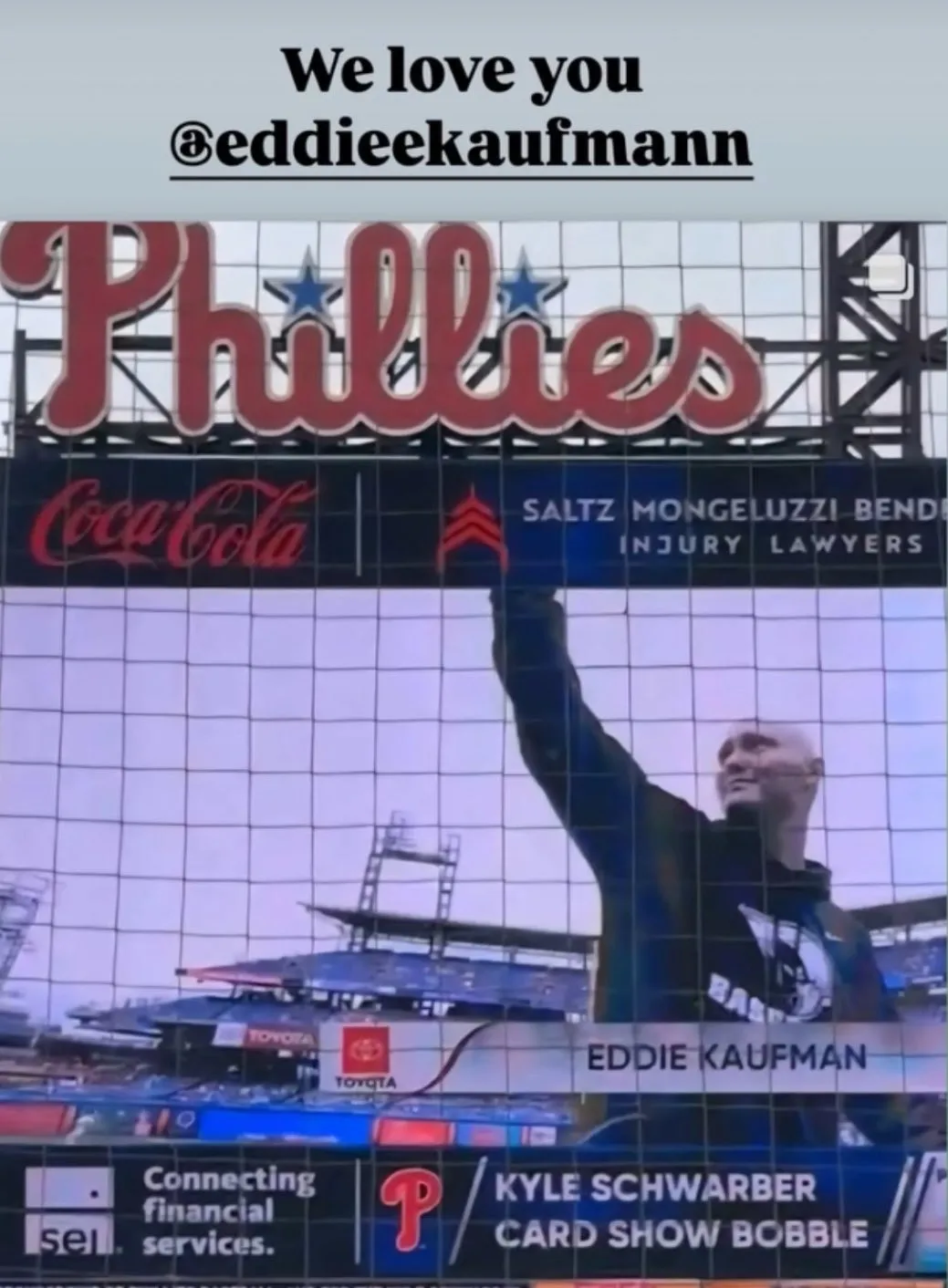 In Eddie Kaufman threw out a ceremonial first pitch for...