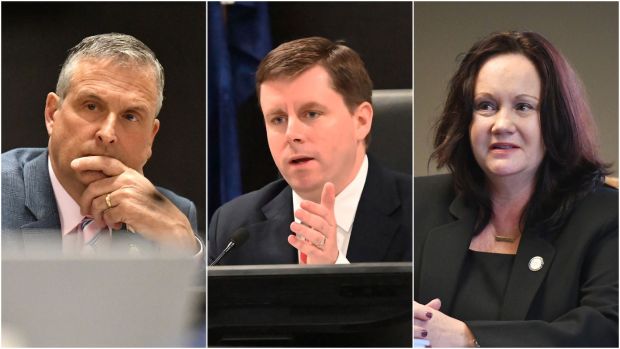 Lackawanna County Commissioners, from left, Republican Chris Chermak and Democrats Bill Gaughan and Brenda Sacco. (Submitted)