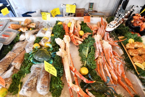 King Crab and Snow Crab legs are for sale at the outdoor seafood market at Cooper's Seafood House in Scranton Tuesday, December 30, 2025. (SEAN MCKEAG / STAFF PHOTOGRAPHER)