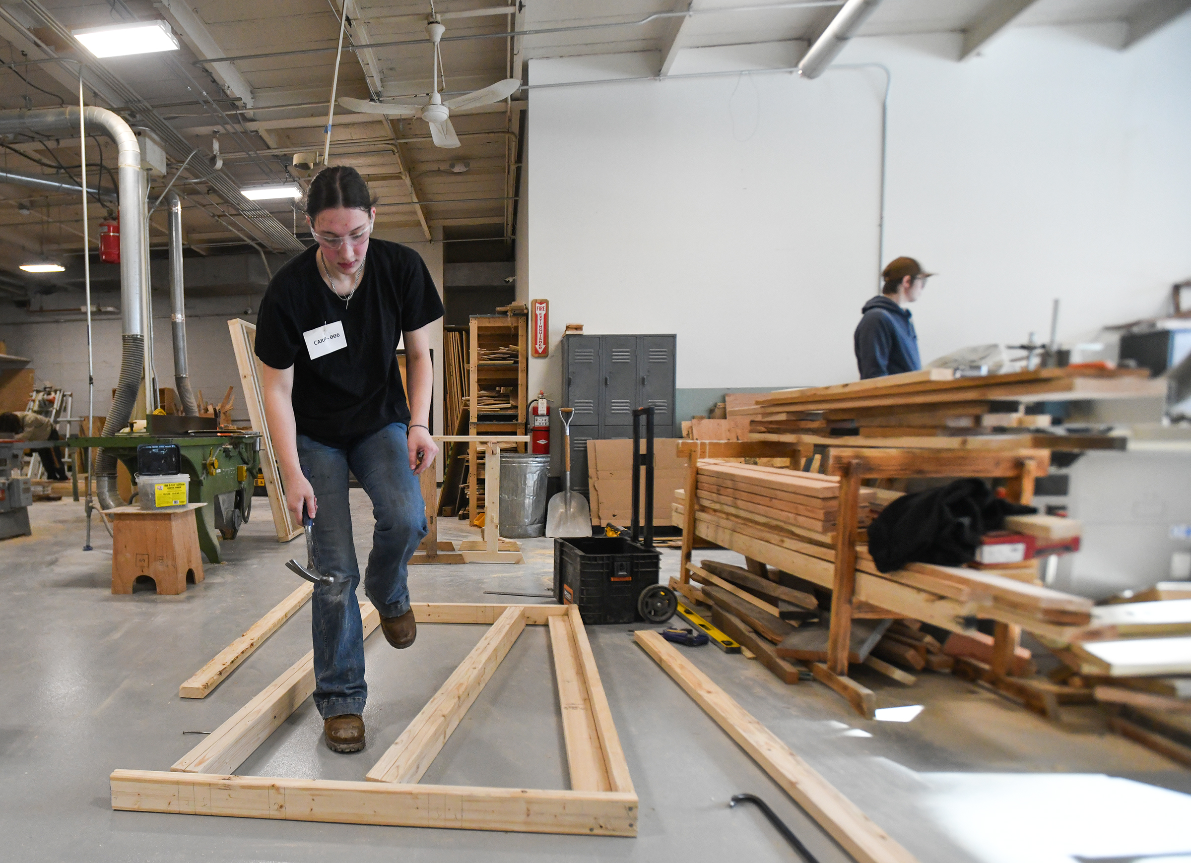 Delaware Valley High School student Samantha Prisco works on a...