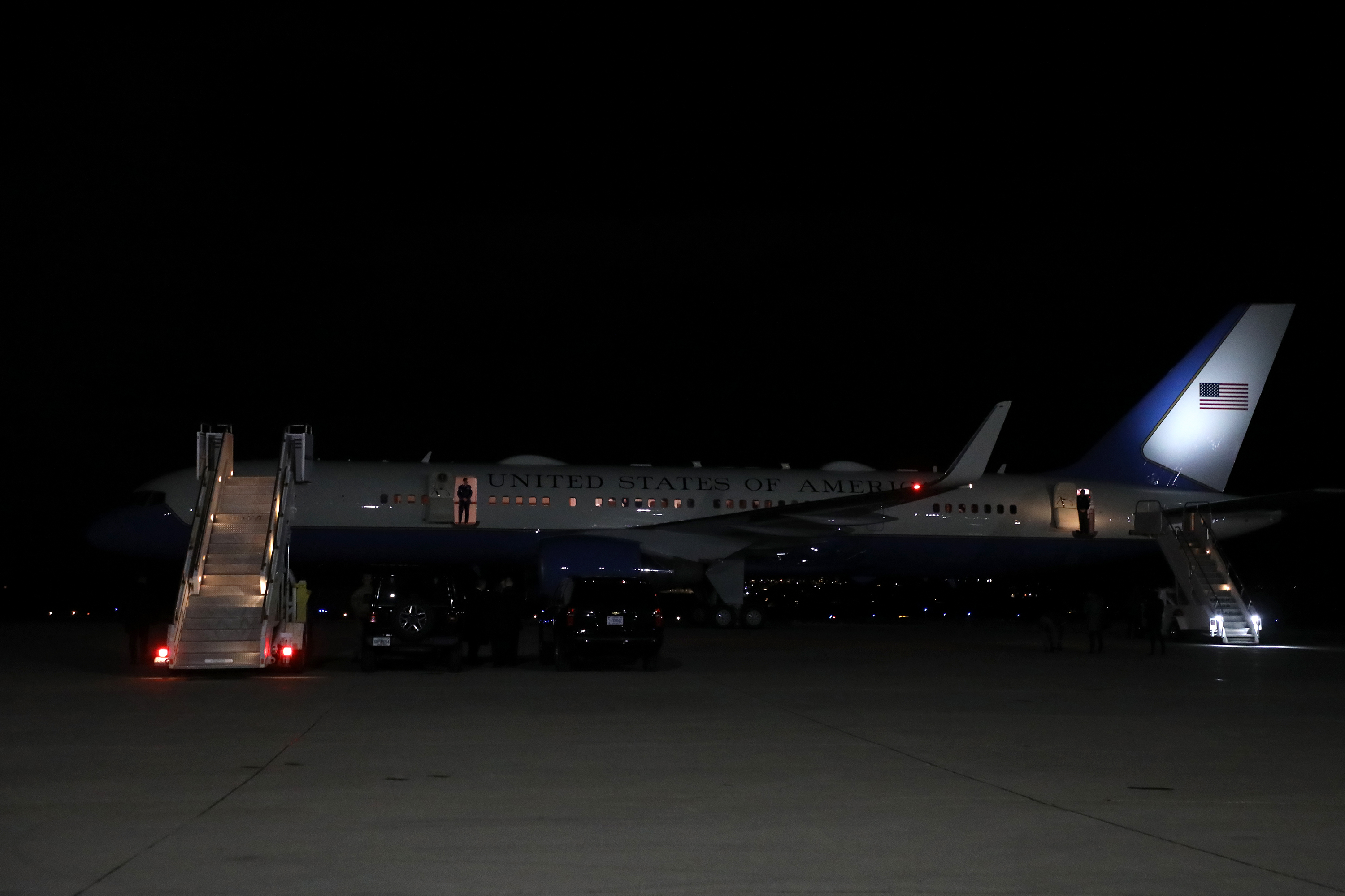 Air Force One arrives at the Scranton/Wilkes-Barre International Airport in...