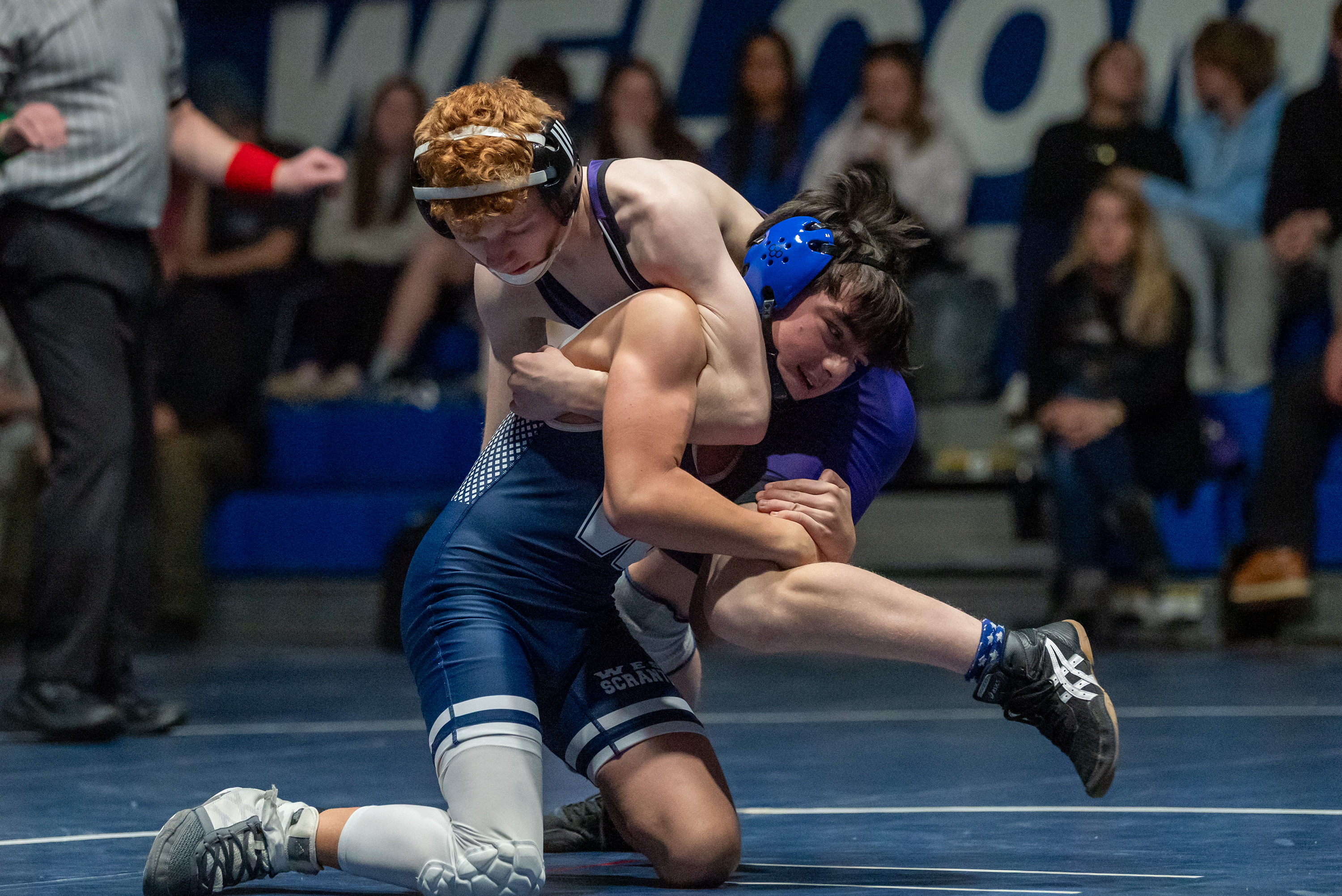 Wallenpaupack’s Greg Nalesnik, top, wrestles West Scranton’s Vito Betrocki during...