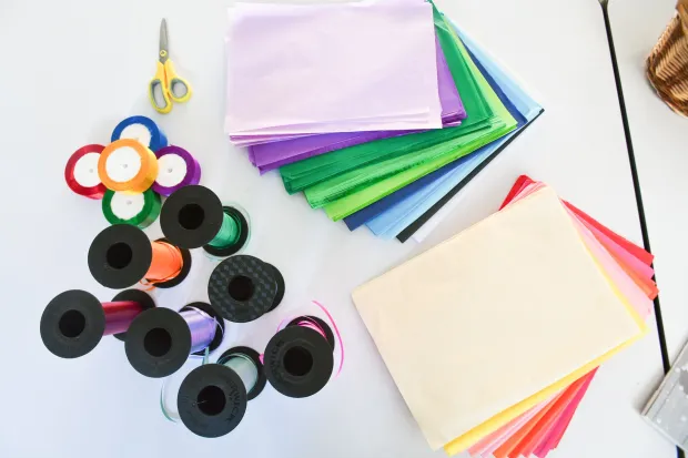 Materials for gift wrapping are available for those that attend the gift-wrapping workshop at the Everhart Museum Friday, December 5, 2025. (SEAN MCKEAG / STAFF PHOTOGRAPHER)