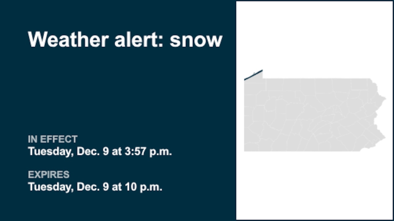 Update: Expect snow in Northern Erie until Tuesday night