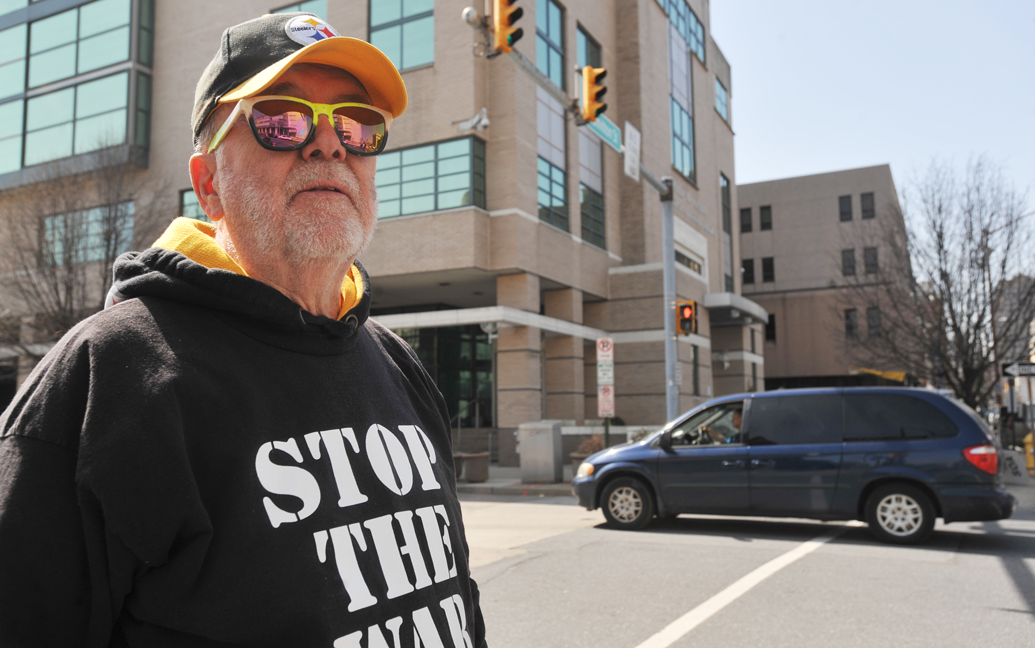 While standing across the court house in downtown Allentown, Bernie...