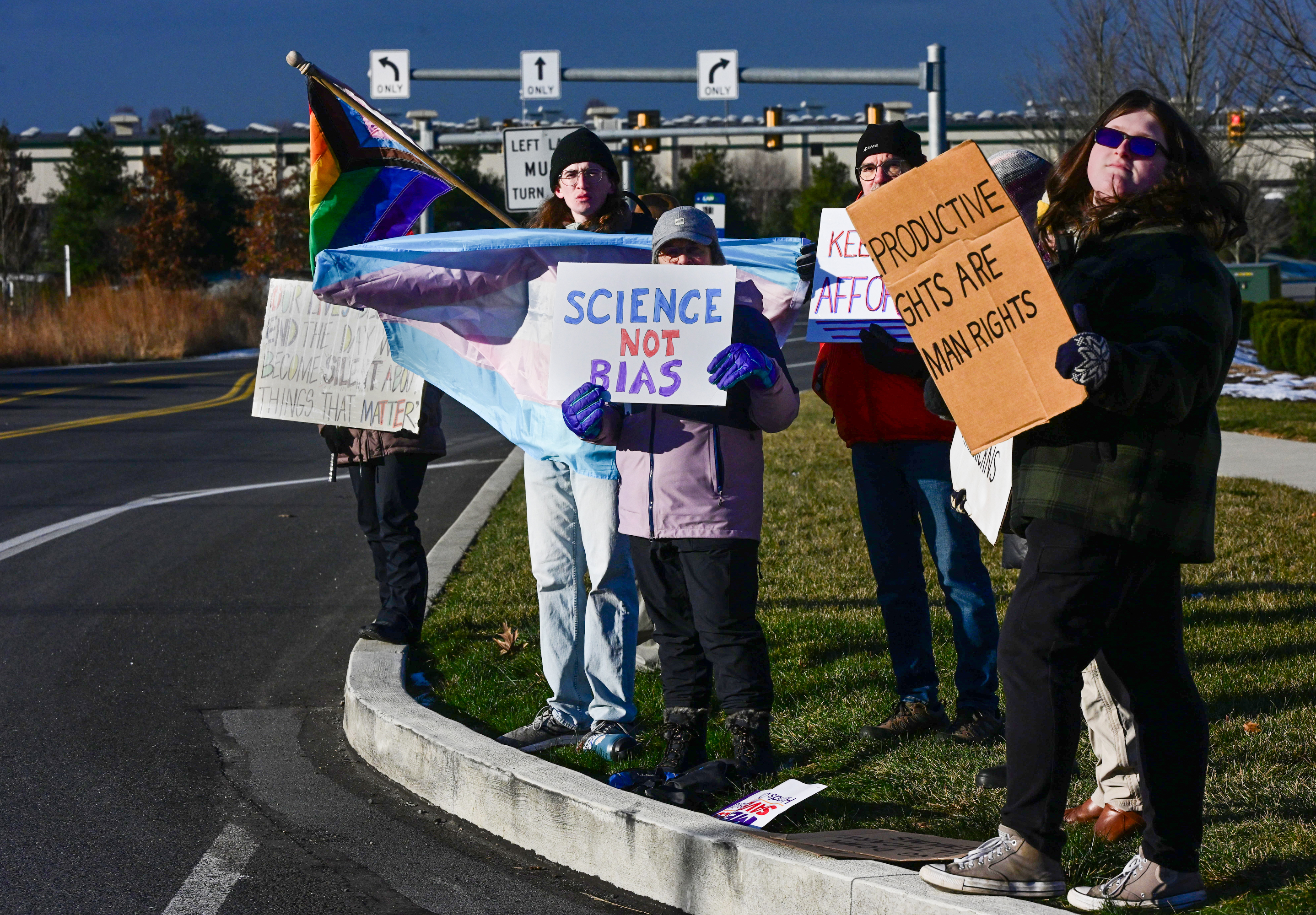 Protesters rally outside after Dr. Mehmet Oz, administrator for the...