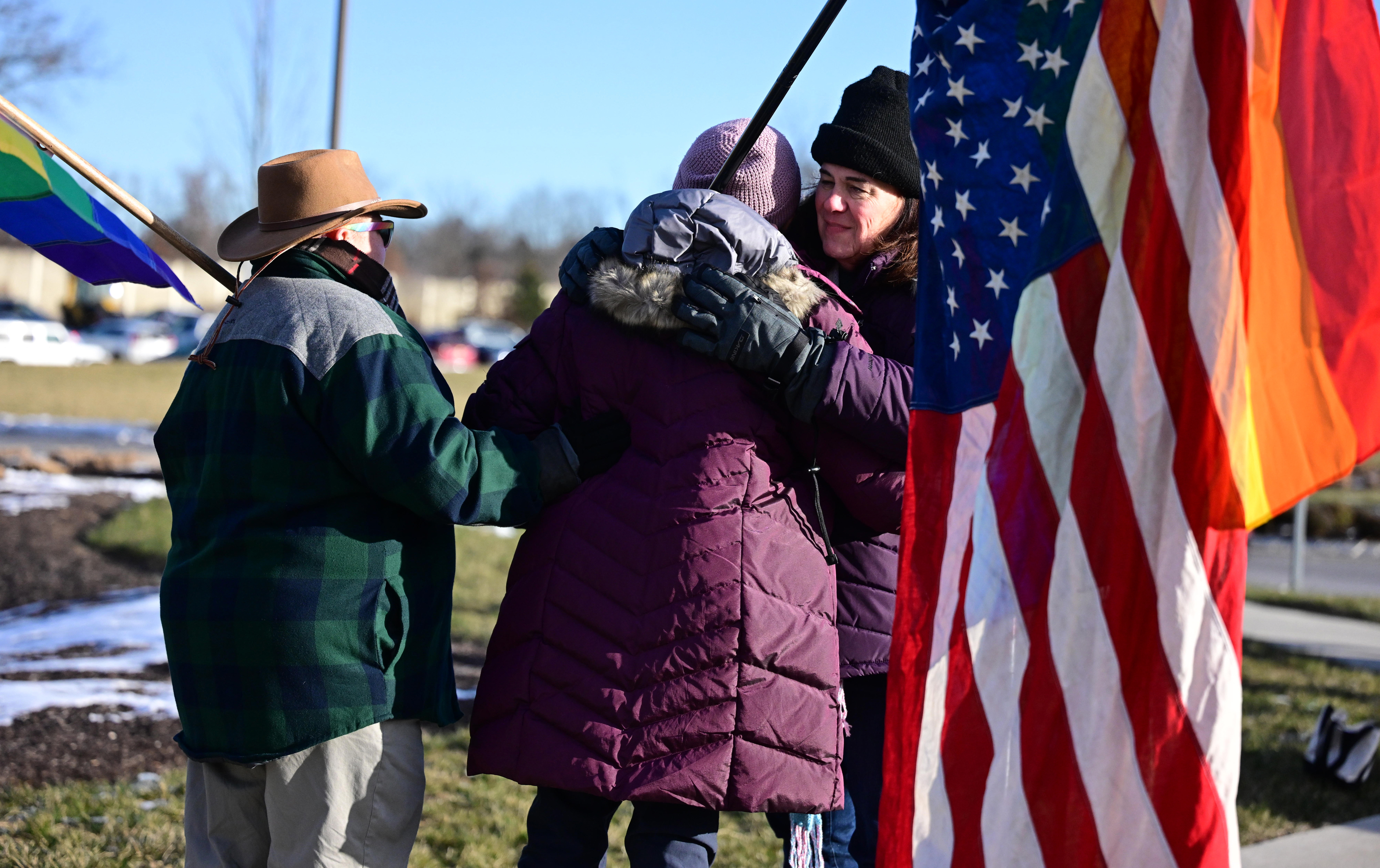Protesters rally outside after Dr. Mehmet Oz, administrator for the...
