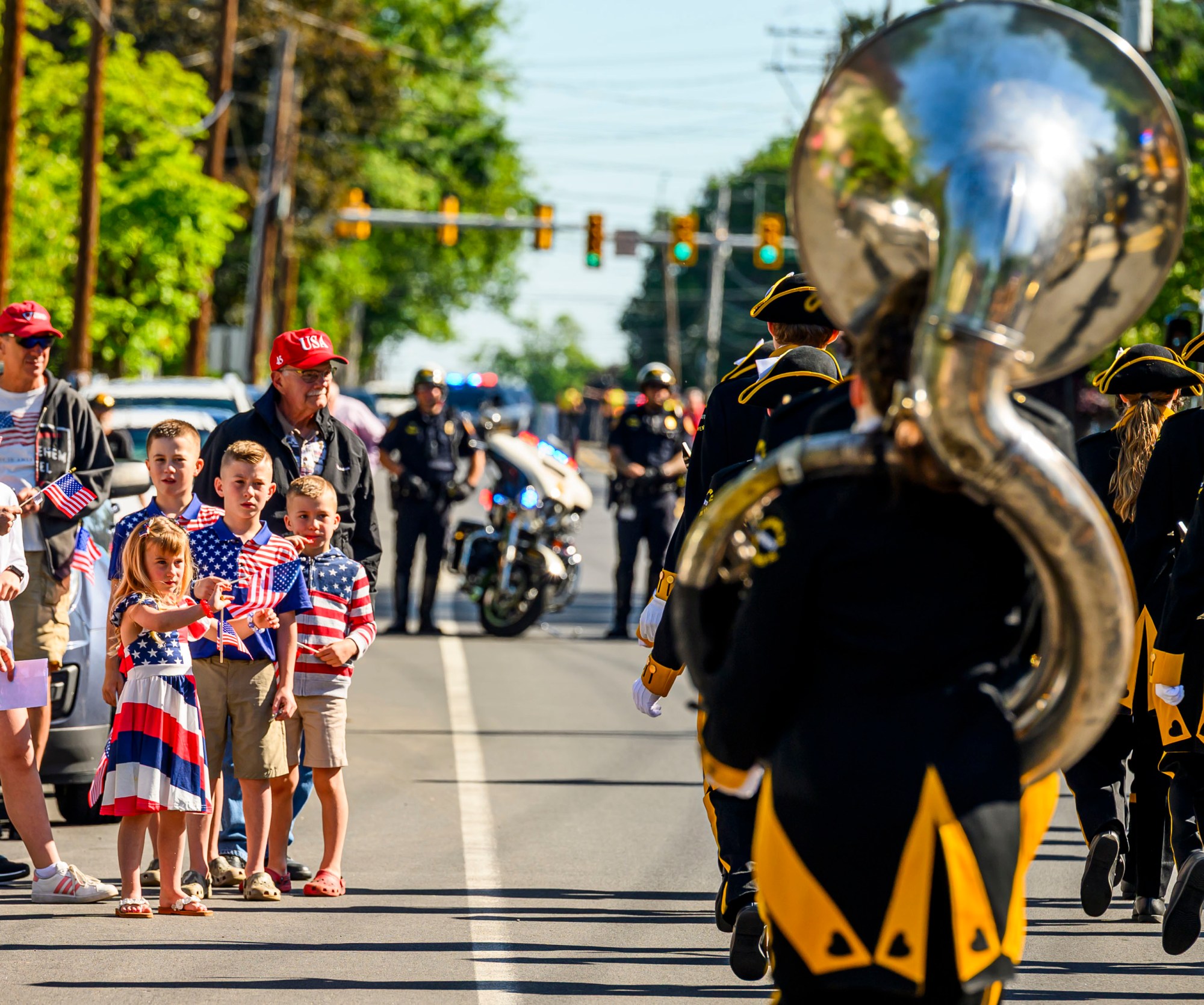 People watch Monday, May 26, 2025, during the annual Bethlehem Memorial Day Parade and Observance. The parade started at Liberty High School and ended with a memorial service at Memorial Park Cemetery. (April Gamiz/The Morning Call)