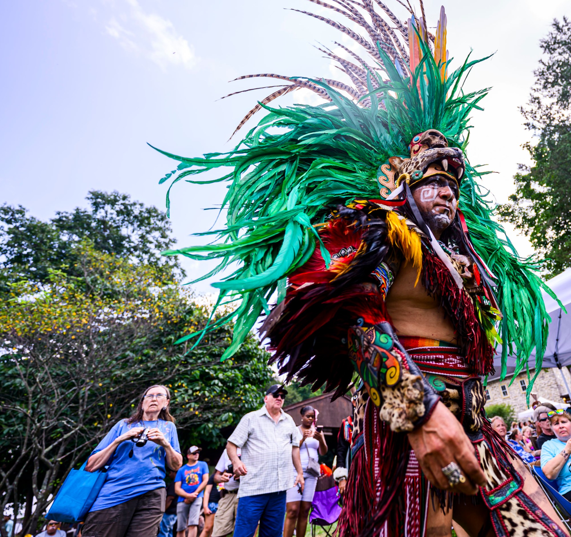 The Salinas Family of Mexico City demonstrates Aztec Dancing Saturday, Aug. 16, 2025, during the The 45th Annual Roasting Ears of Corn Festival Honoring Tradition Event hosted by the Museum of Indian Culture in Allentown. The event features Native American drumming, singing, dancing, food, artisans, cultural heritage activities and more. The event runs through Sunday - 10 am - 6 pm. (April Gamiz/The Morning Call)