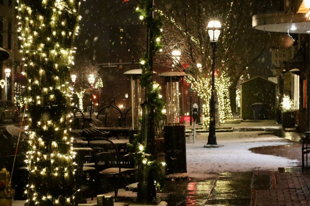 Snow blankets the north side of Bethlehem as winter storm drops 2-4 inches of snow across the Lehigh Valley on Saturday night into Sunday morning Dec. 14, 2025, with cold temperatures and slick roads. (Rich Rolen/Special to The Morning Call)