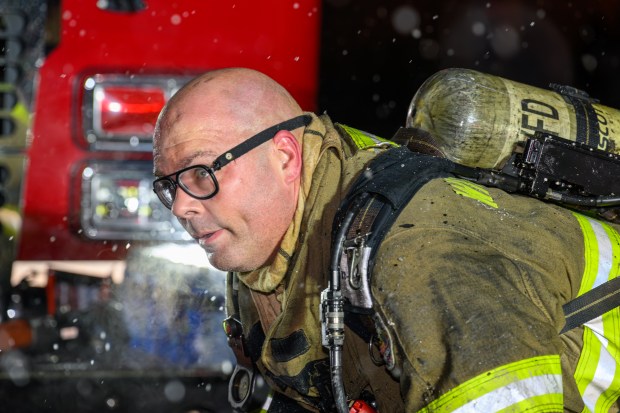 Firefighters respond to a fire Saturday evening Dec. 13, 2025, at the Fairmont Place Apartments on Maryland Circle in Whitehall Township. (Scott M. Nagy/Special to The Morning Call)