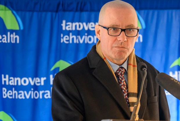 Matt Peterson, executive vice president and president of Universal Health Services' Behavioral Health Division, speaks Monday, Dec. 8, 2025, during a ribbon-cutting ceremony for Hanover Hill Behavioral Health, a three-story, 144-bed behavioral health hospital in Hanover Township, Northampton County. The hospital represents a joint venture between Lehigh Valley Health Network and Universal Health Services. (April Gamiz/The Morning Call)