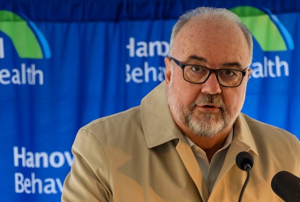 Jefferson Health Executive Vice President and Chief Operating Officer Dr. Brian Nester speaks Monday, Dec. 8, 2025, during a ribbon-cutting ceremony for Hanover Hill Behavioral Health, a three-story, 144-bed behavioral health hospital in Hanover Township, Northampton County. The hospital represents a joint venture between Lehigh Valley Health Network, part of Jefferson Health, and Universal Health Services. (April Gamiz/The Morning Call)