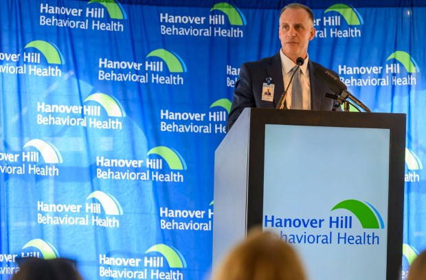 Hanover Hill Behavioral Health CEO Ryan Tatu speaks Monday, Dec. 8, 2025, during a ribbon-cutting ceremony for Hanover Hill Behavioral Health, a three-story, 144-bed behavioral health hospital in Hanover Township, Northampton County. The hospital represents a joint venture between Lehigh Valley Health Network and Universal Health Services. (April Gamiz/The Morning Call)