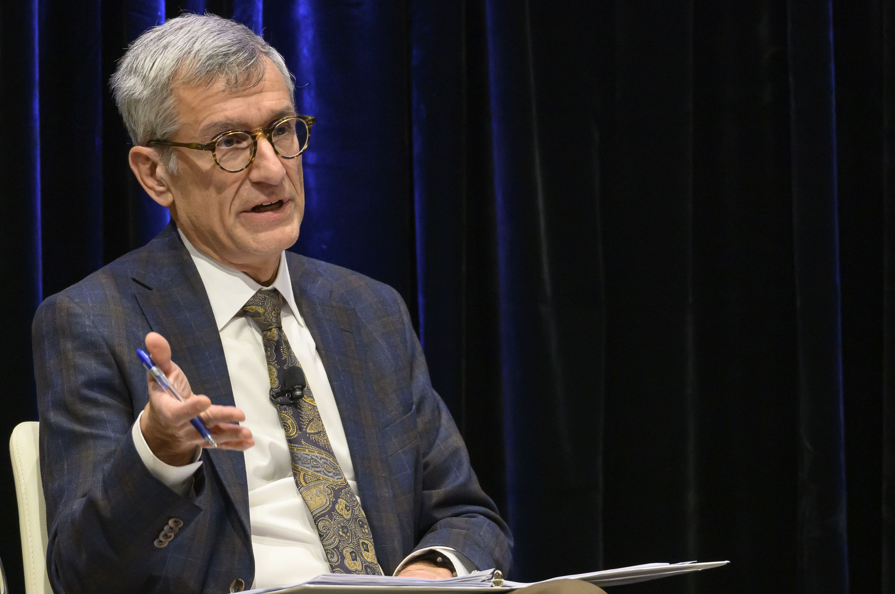 Lehigh University President Joseph J. Helble, shown, speaks with U.S....
