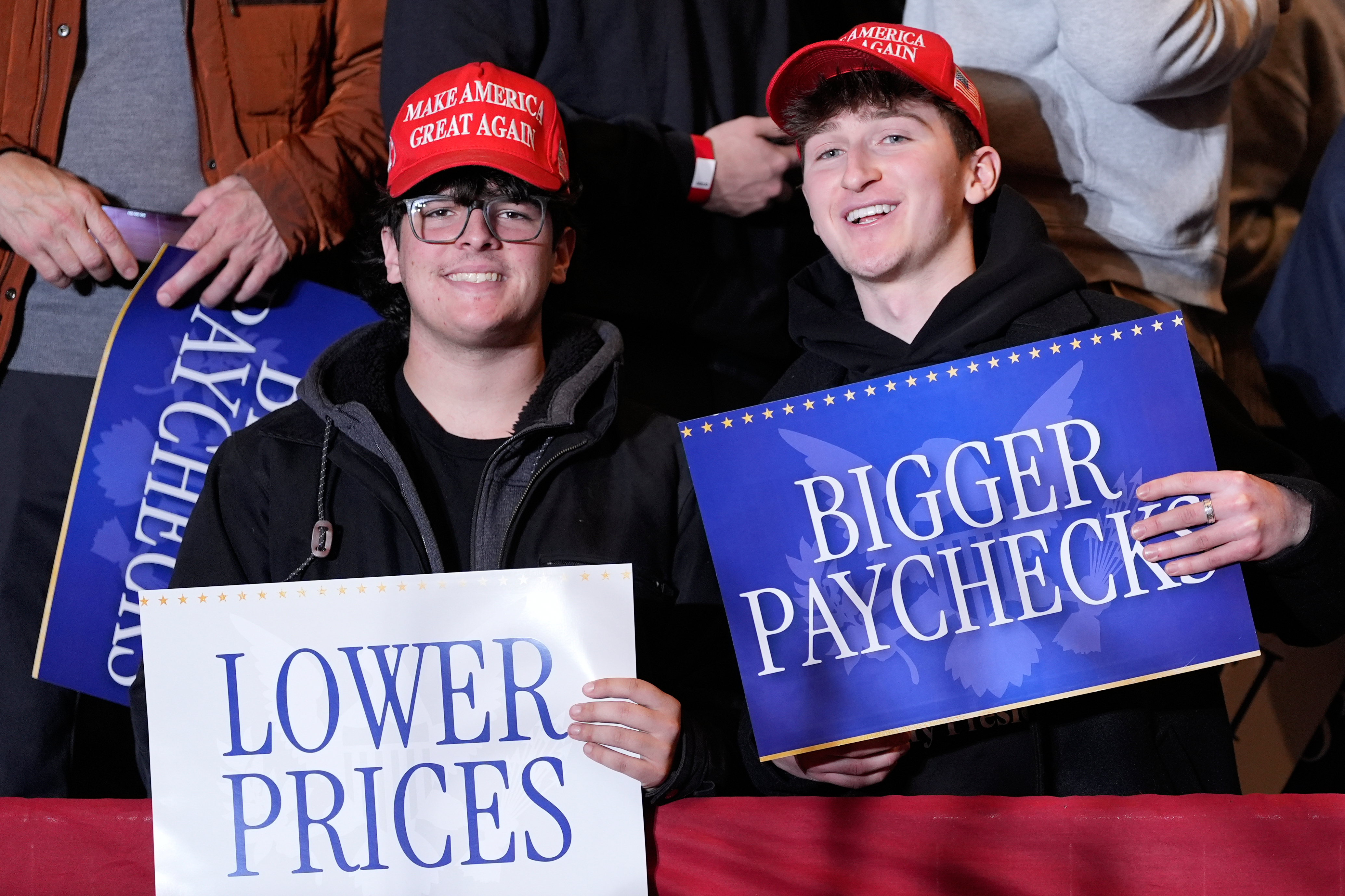 People arrive before President Donald Trump speaks at Mount Airy...