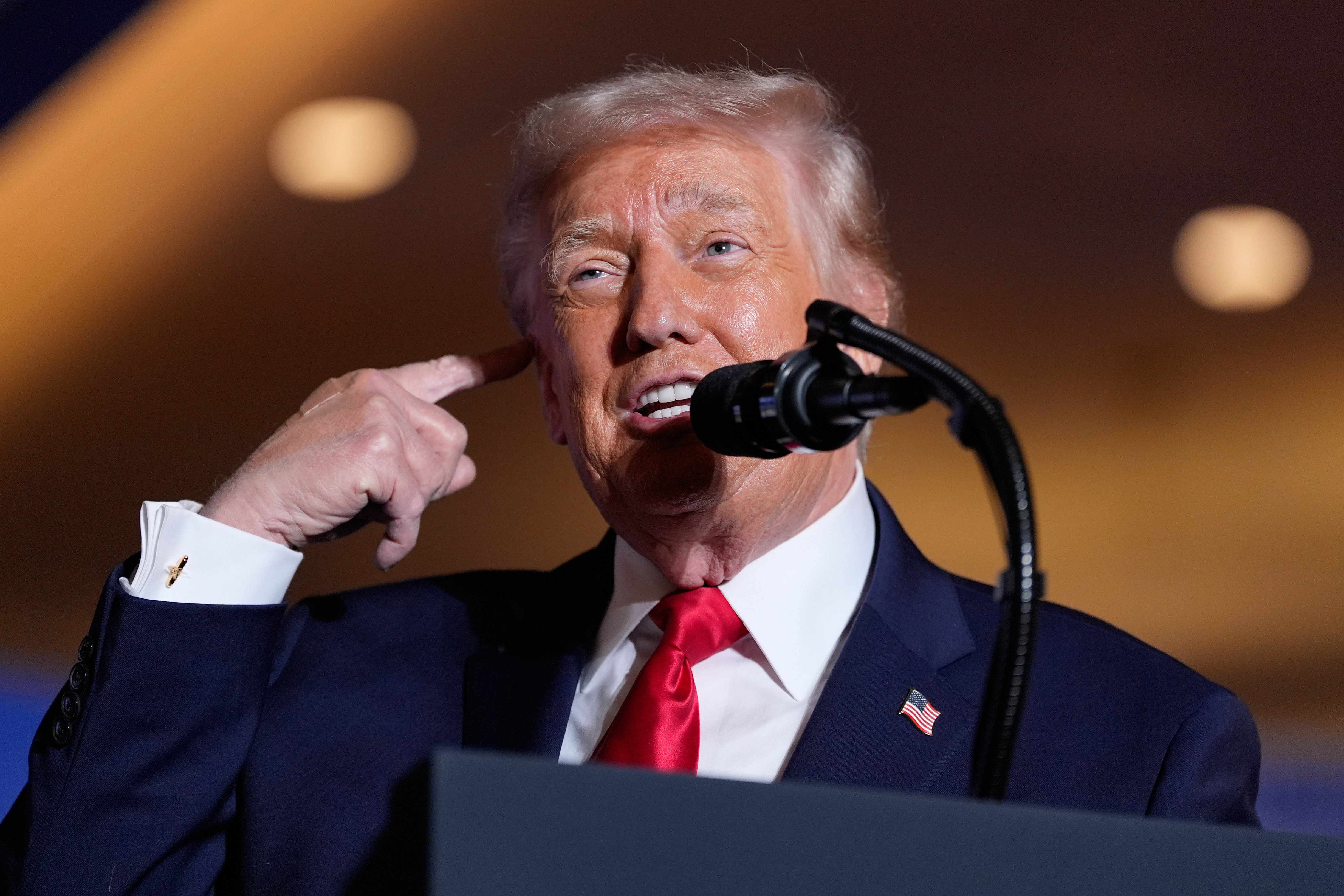 President Donald Trump talks about being shot in the ear...