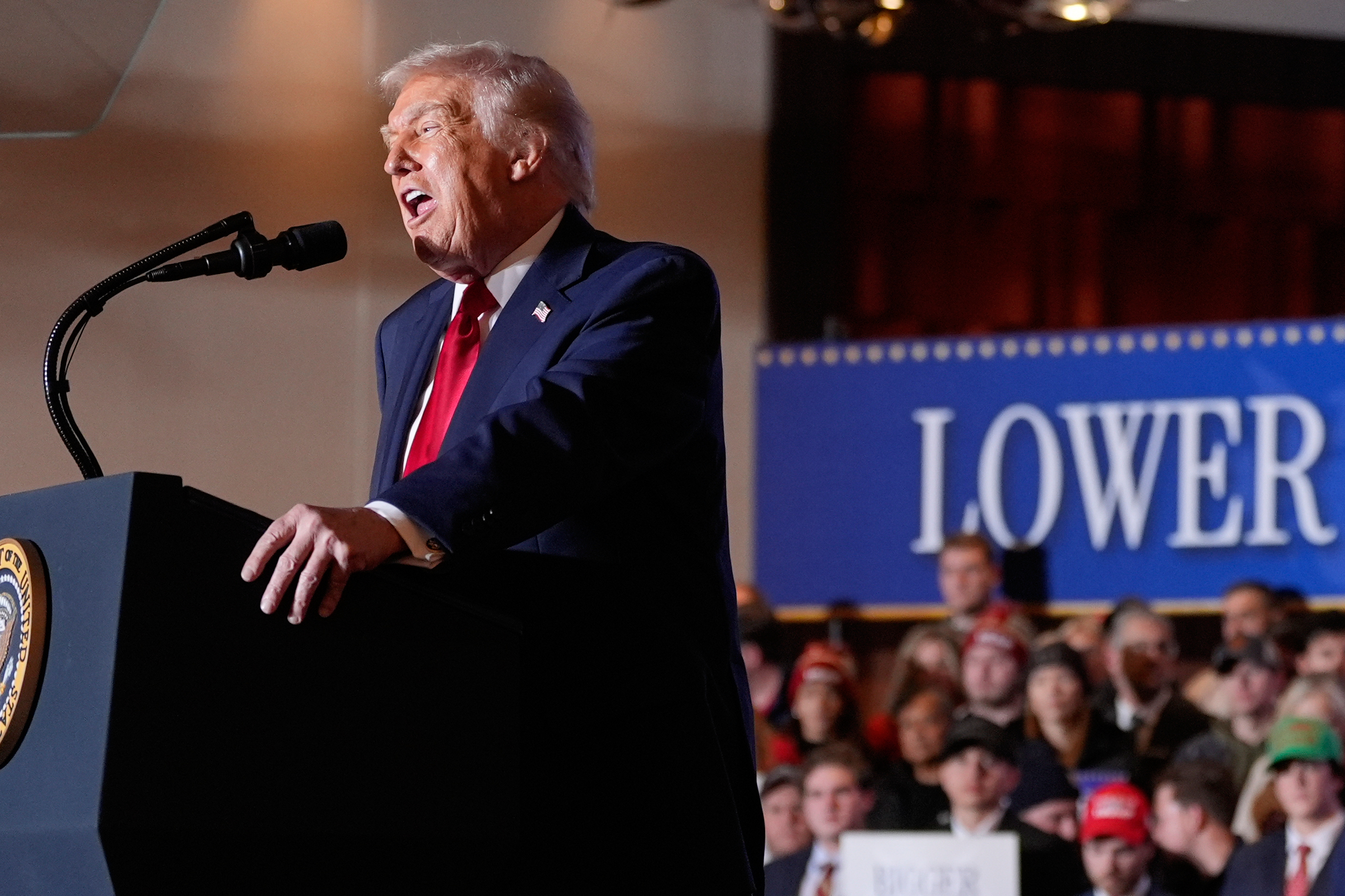 President Donald Trump speaks at Mount Airy Casino Resort, Tuesday,...