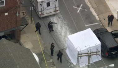 Scene in Upper Darby where a woman was killed while getting her children in a custody swap, according to NBC10.