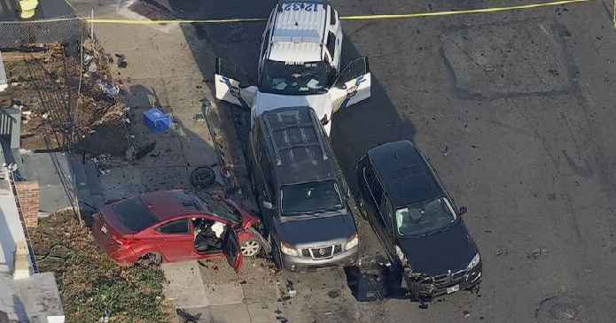 Police pursuit ends in multi-vehicle crash in Southwest Philadelphia