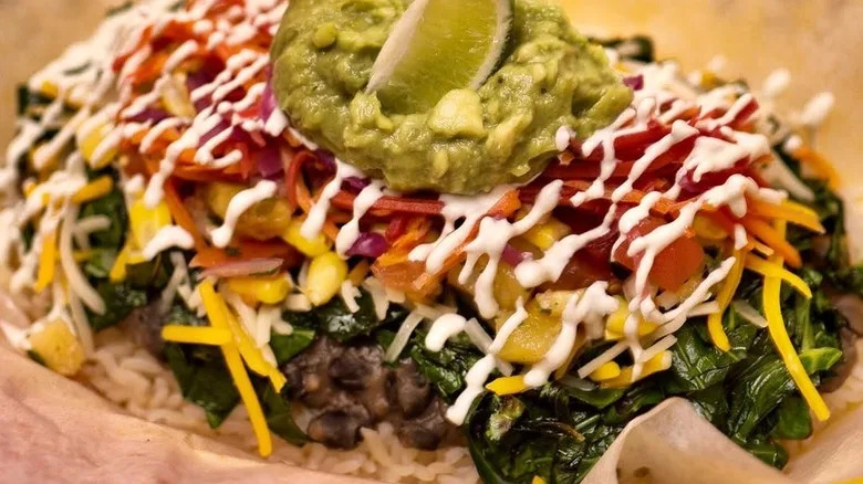 a Mayan veggie bowl with guacamole