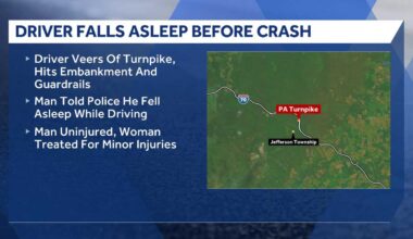 Woman hospitalized after driver falls asleep on Pennsylvania Turnpike, police say