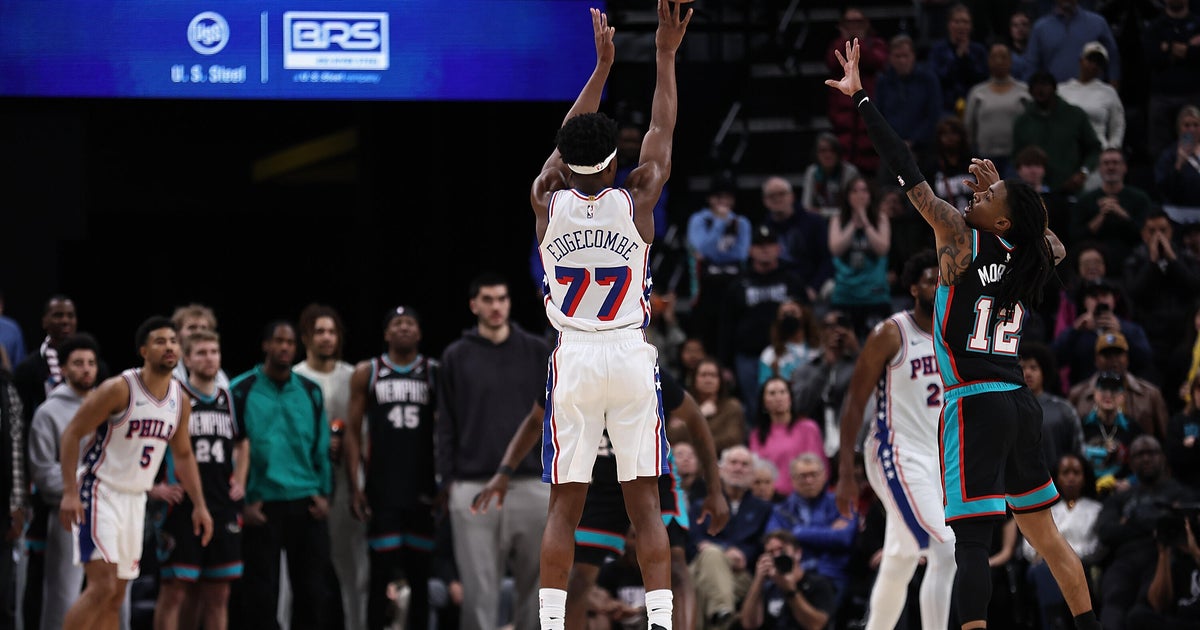 VJ Edgecombe's 3-pointer in closing seconds gives Philadelphia 76ers OT victory over Memphis Grizzlies