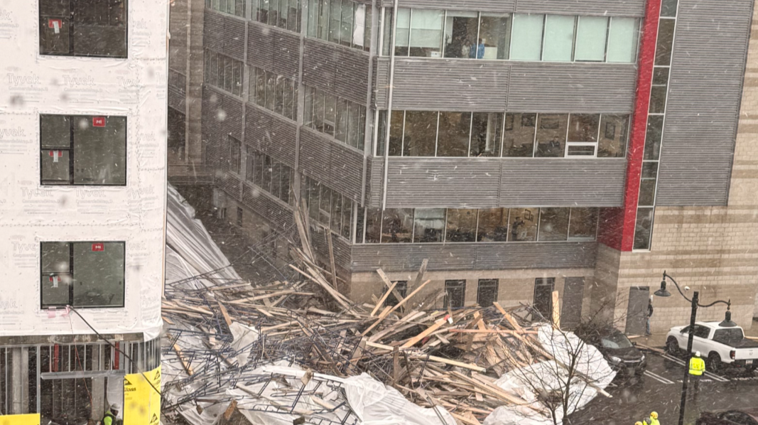 Scaffolding collapses in Pittsburgh's Strip District