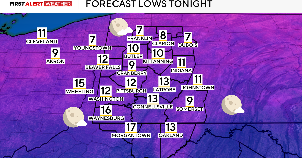 Scattered and light snow showers move into Pittsburgh followed by very cold air