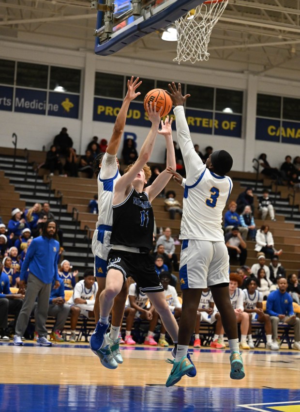 Nazareth's Gavin Kershner shoots the ball against Nazareth on Tuesday, Dec.16, 2025, at William Allen High School in Allentown. (Amy Shortell/The Morning Call)