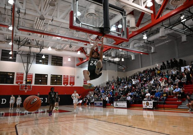 Allentown Central Catholic's Jahrel Vigo shoots the ball during a game against Northwestern Lehigh Friday, Feb. 28, 2025, at Easton Area Middle School. (Amy Shortell/The Morning Call)