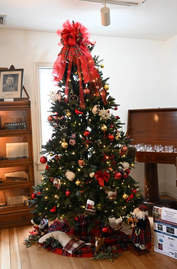 The Scottish tree is seen Sunday, Dec. 7, 2025, at the Moravian Museum of Bethlehem in the 1741 Gemeinhaus in Bethlehem during the "Trees of Historic Bethlehem" exhibition. The show, presented by Historic Bethlehem Museums & Sites, is back for the 2025 holiday season with a collection of the top Christmas trees and themes of the past 20 years. It runs through Jan. 11. (Amy Shortell/The Morning Call)