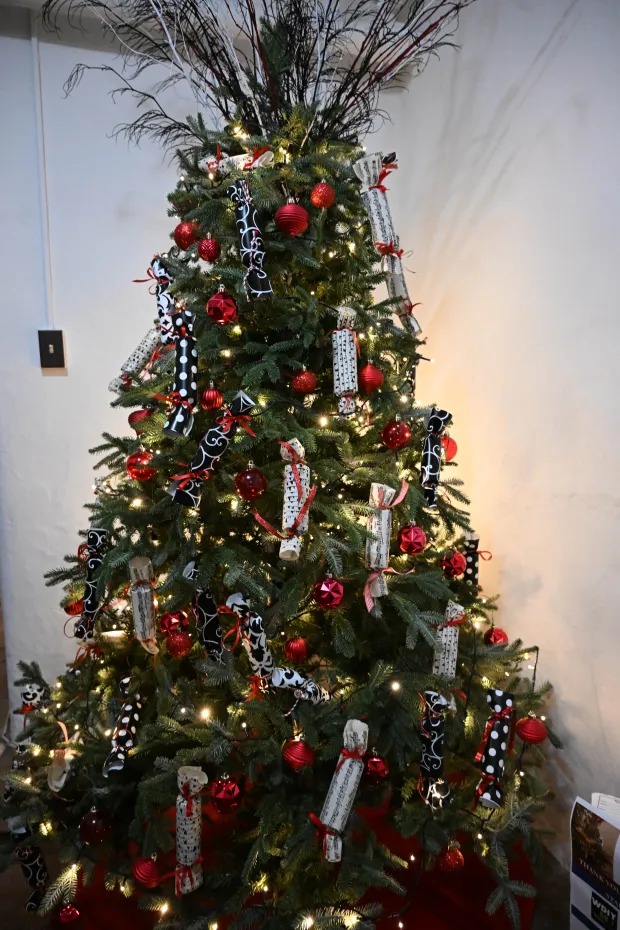 The Turkey tree is seen Sunday, Dec. 7, 2025, at the Moravian Museum of Bethlehem in the Single Sisters' House in Bethlehem during the "Trees of Historic Bethlehem" exhibition. The show, presented by Historic Bethlehem Museums & Sites, is back for the 2025 holiday season with a collection of the top Christmas trees and themes of the past 20 years. It runs through Jan. 11. (Amy Shortell/The Morning Call)