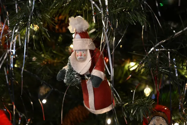 The Miracle on 34rth Street tree is seen Sunday, Dec. 7, 2025, at the Moravian Museum of Bethlehem in the Single Sisters' House in Bethlehem during the "Trees of Historic Bethlehem" exhibition. The show, presented by Historic Bethlehem Museums & Sites, is back for the 2025 holiday season with a collection of the top Christmas trees and themes of the past 20 years. It runs through Jan. 11. (Amy Shortell/The Morning Call)