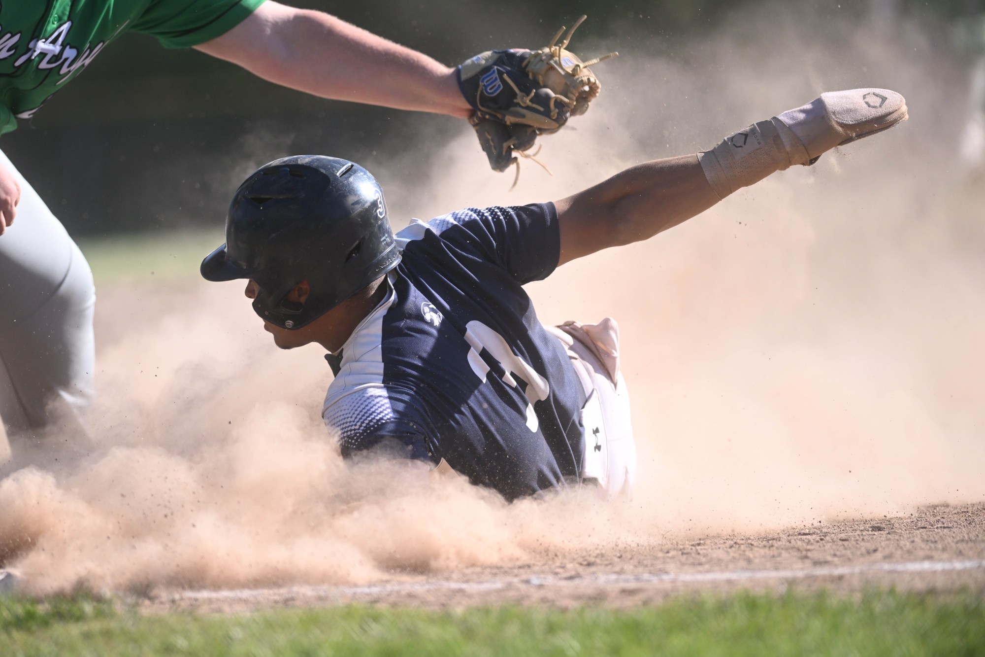 Salisbury's Caleb Gonzalez slides Tuesday, May 20, 2025, Tuesday, May 20, 2025, in a District11 3A quarterfinal round baseball game against Pen Argyl at Salisbury High School. (Amy Shortell/The Morning Call)