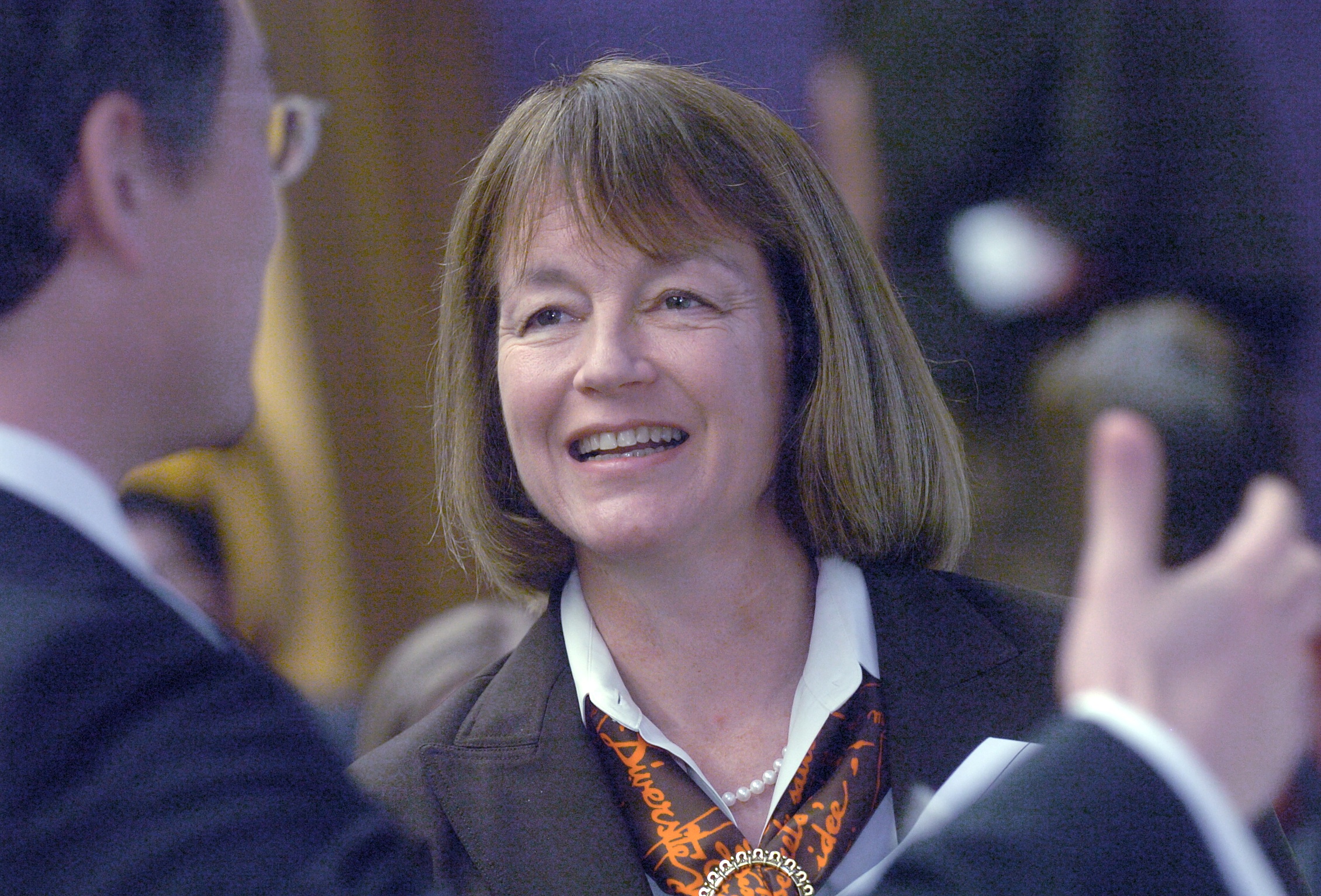 Lehigh University President, Alice Gast smiles as she speaks to...