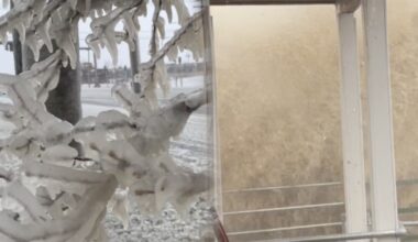 Strong winds whip up massive waves on Lake Erie, freezing over parts of Hamburg