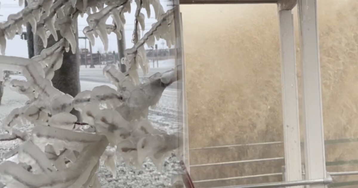 Strong winds whip up massive waves on Lake Erie, freezing over parts of Hamburg