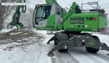 Wind and snow blast Lake Erie shoreline